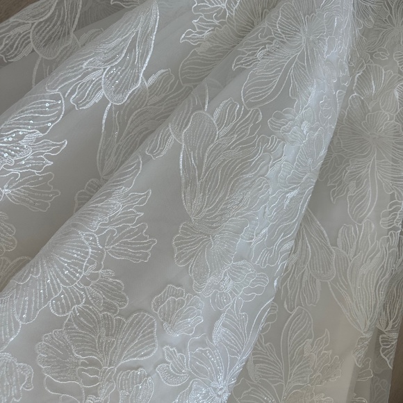 Portia & Scarlett White Sparkle Ballgown with High Leg Slit - Picture 9 of 10